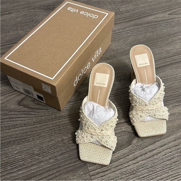 BNIB - Dolce Vita - Nitro Pearl Heels - Raffia Sandals - Size 5 - Picture 8 of 9